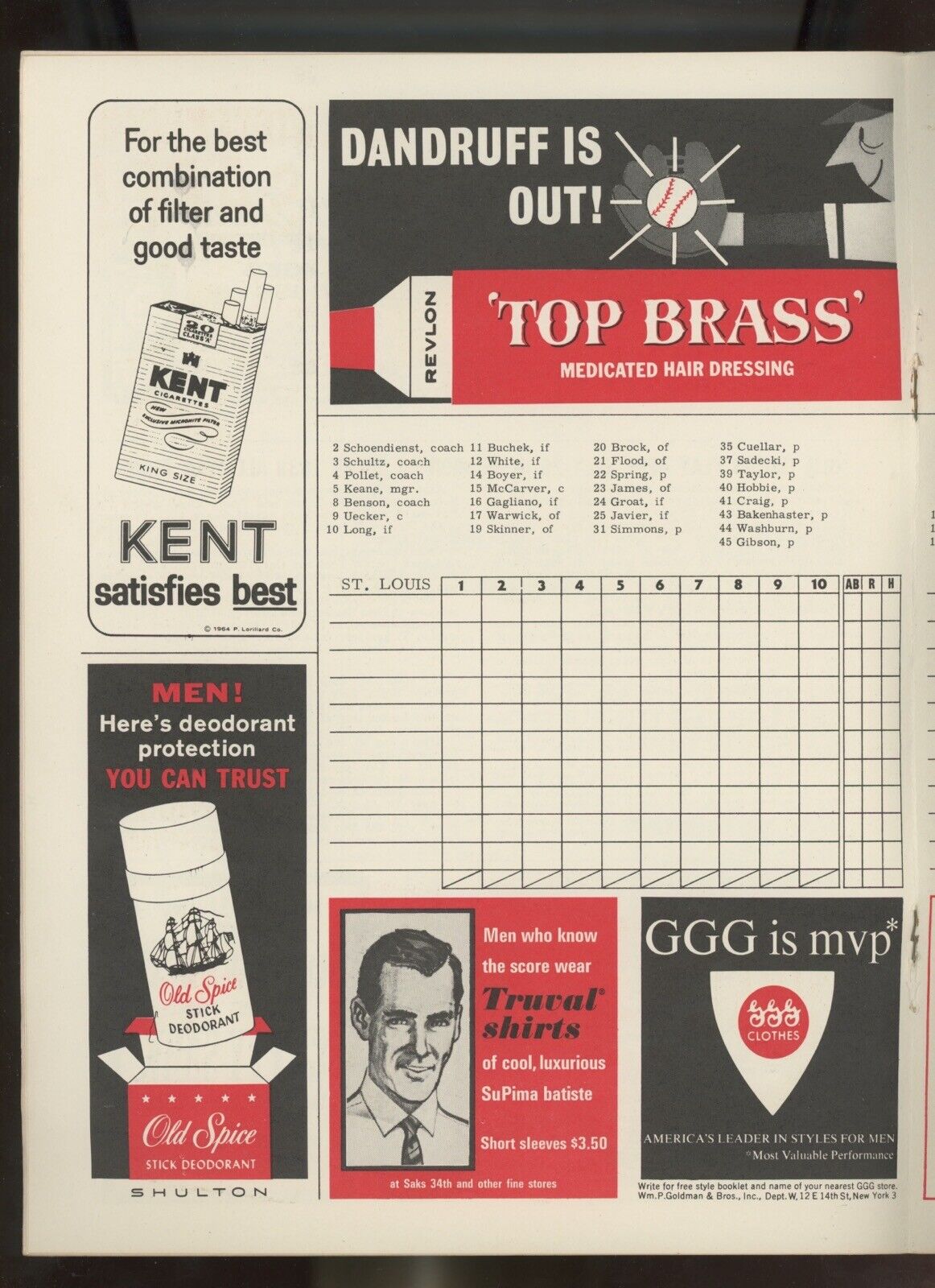 1964 St. Louis vs New York Mets Program Scorecard •• Unscored