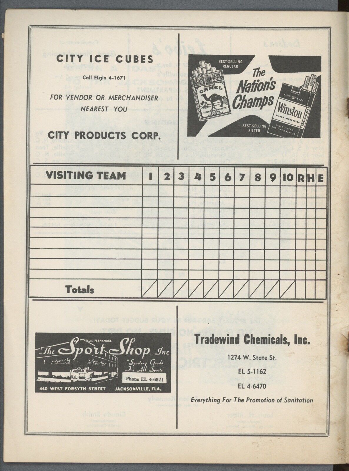 1961 Jacksonville Jets Minor League Baseball Score Book Program • Unscored