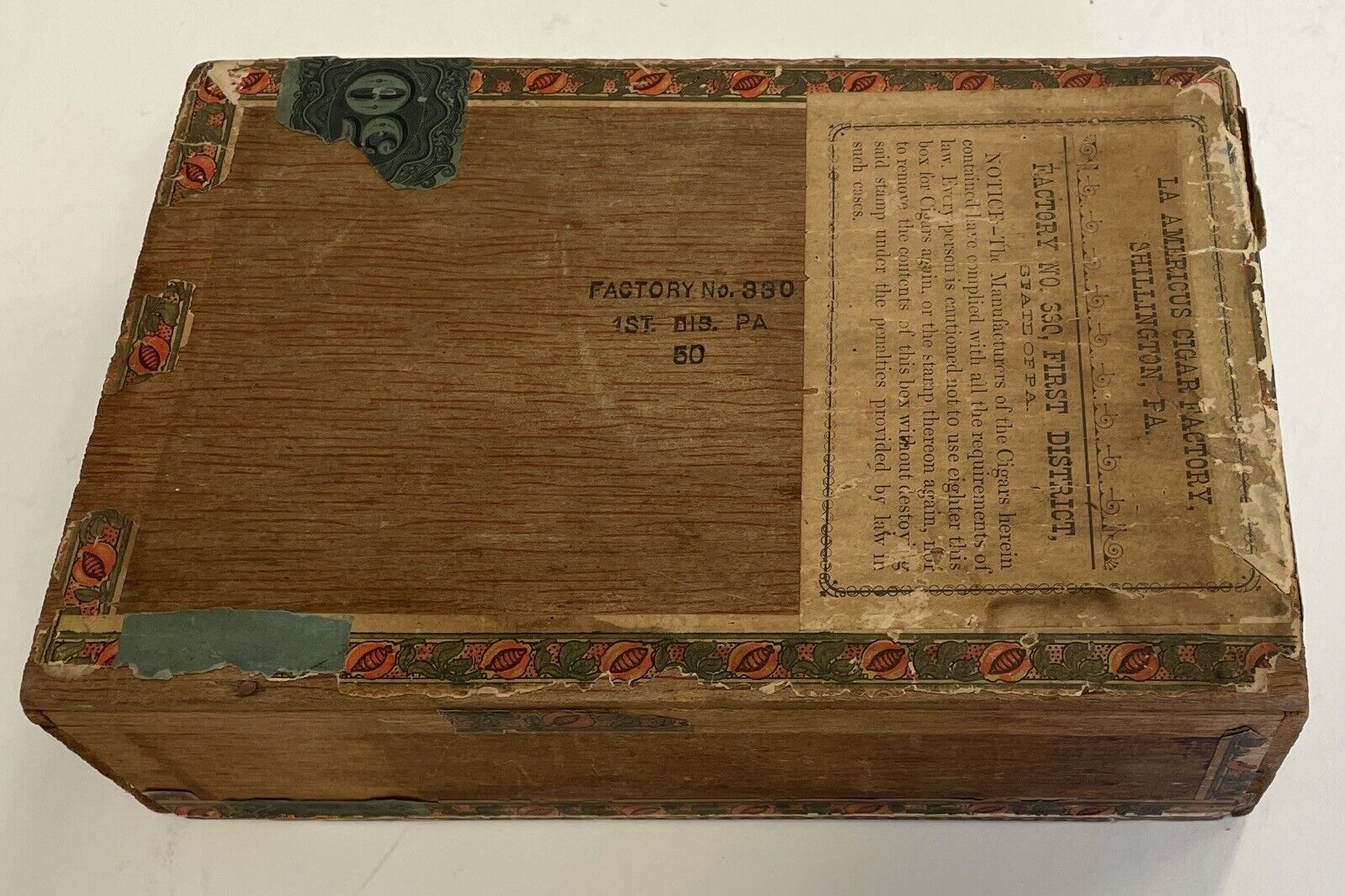 1890s "Sport Cigars" Wooden Box • approx. 8x6x2 • Intact & Empty