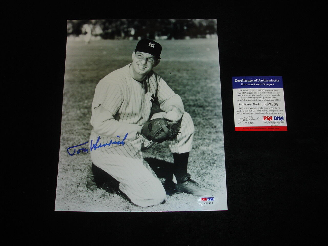 Tom Henrich New York Yankees Signed 8x10 Photo-PSA DNA