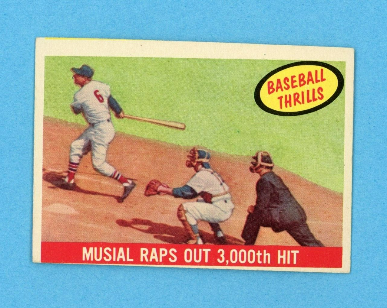 1959 Topps #470 Baseball Thrills Stan Musial St Louis Baseball Card EX+ o/c ds