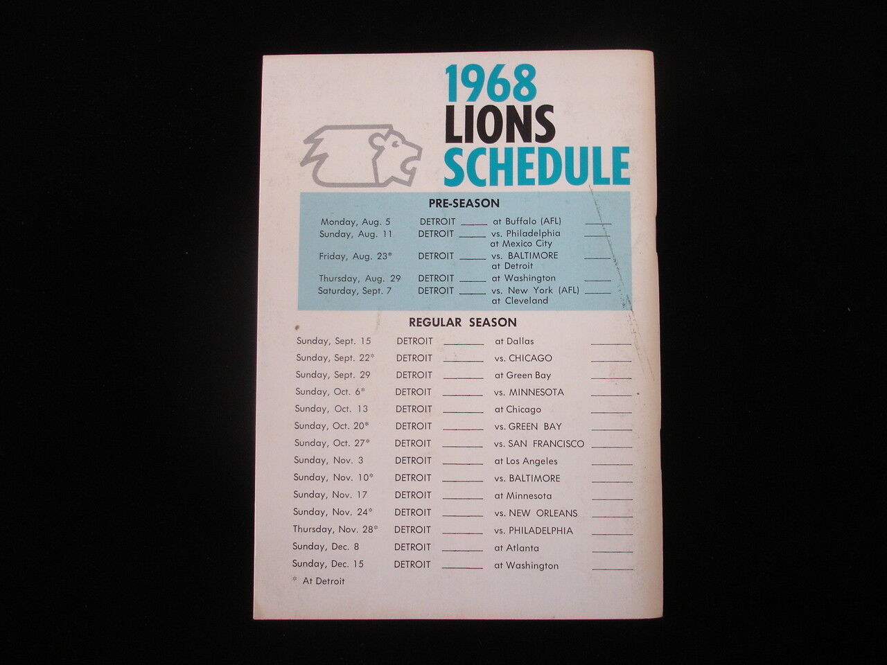 1969 Detroit Lions Media Guide