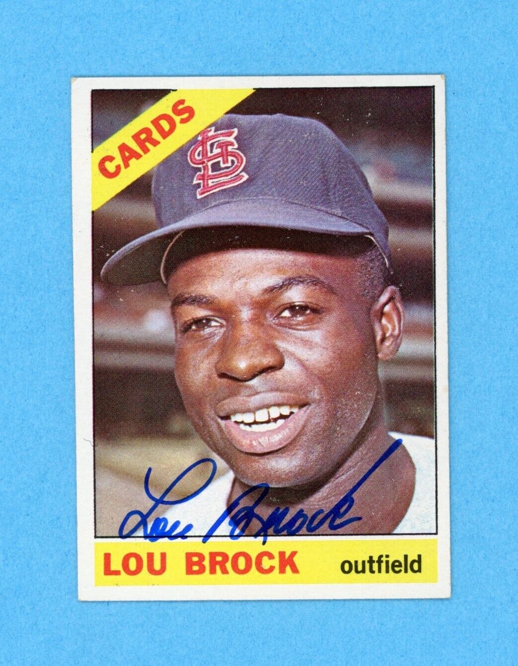 Lou Brock Signed 1966 Topps Card #125 Auto with B&E Hologram