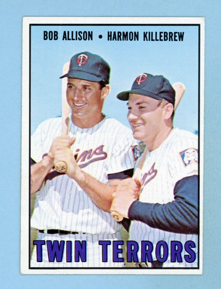 1967 Topps #334 Twin Terrors Minnesota Twins Baseball Card EX+-Ex/Mt ap wk/cr bl