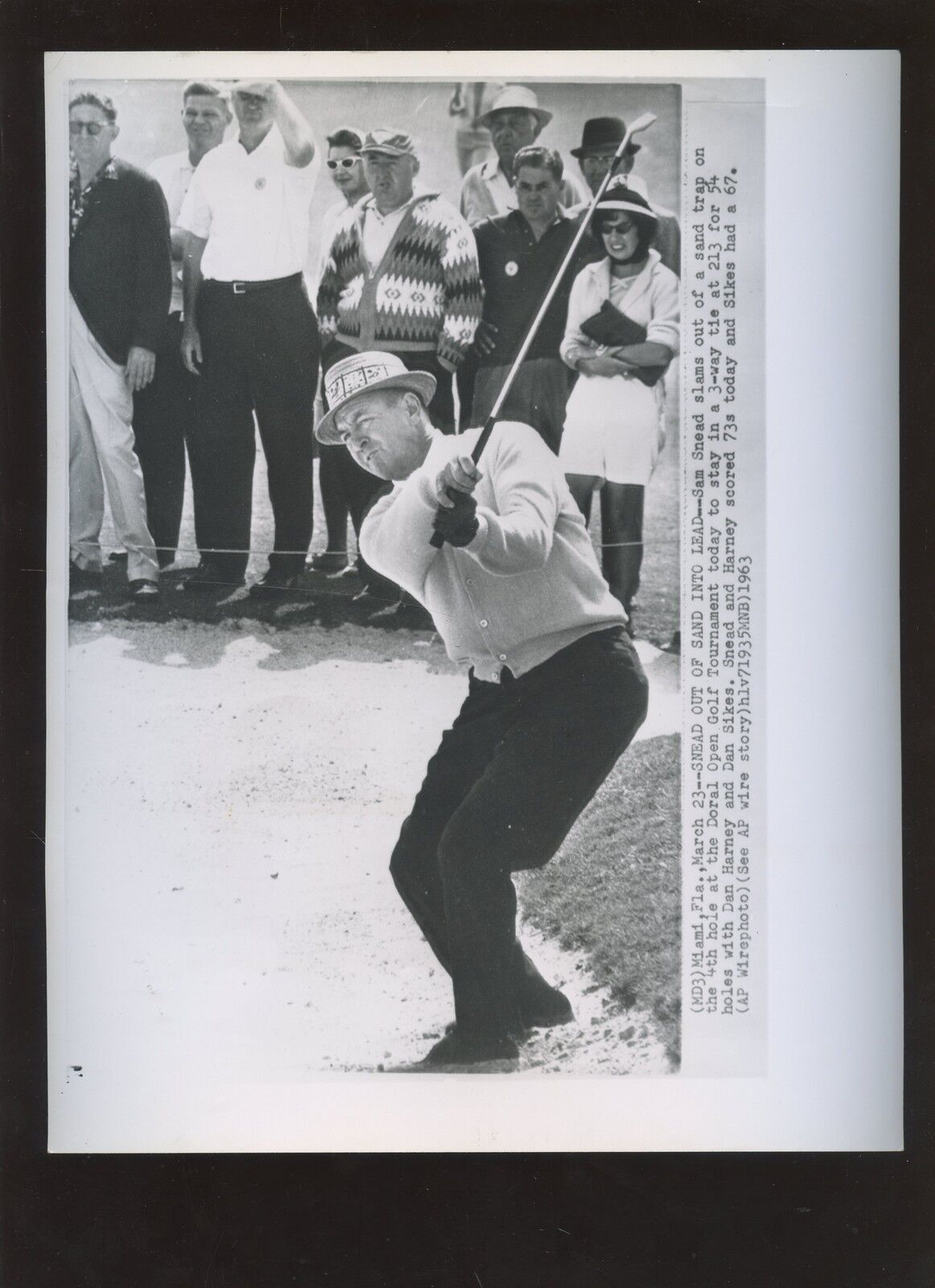 Original March 23 1963 Sam Snead Out of Sand Golf Wire Photo