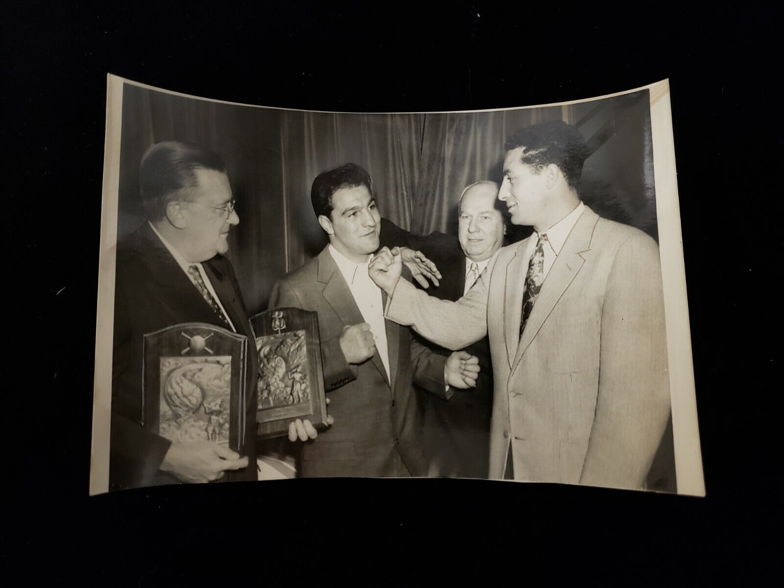 Vintage 1950's Rocky Marciano, Carl Furillo, Warren Giles Photograph - 8.5"x5.5"