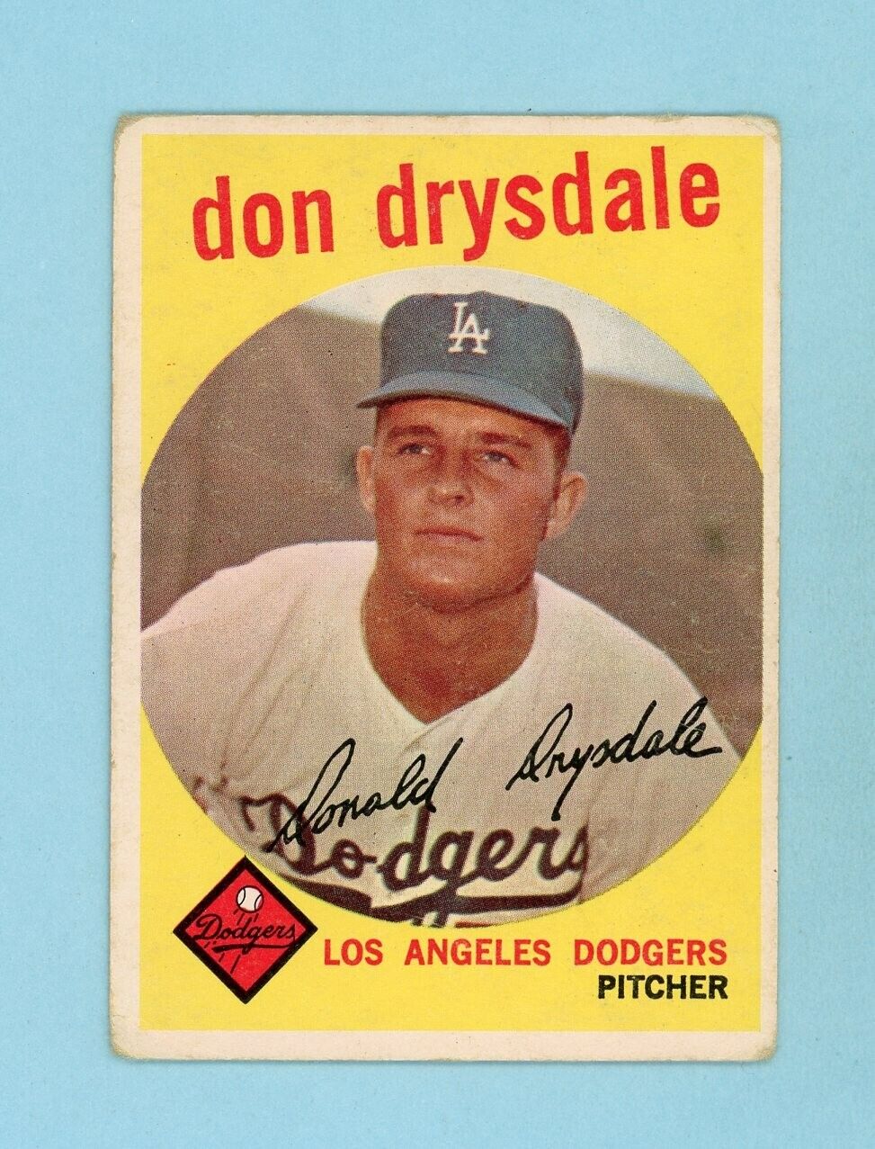 1959 Topps #387 Don Drysdale Los Angeles Dodgers Baseball Card Low Grade