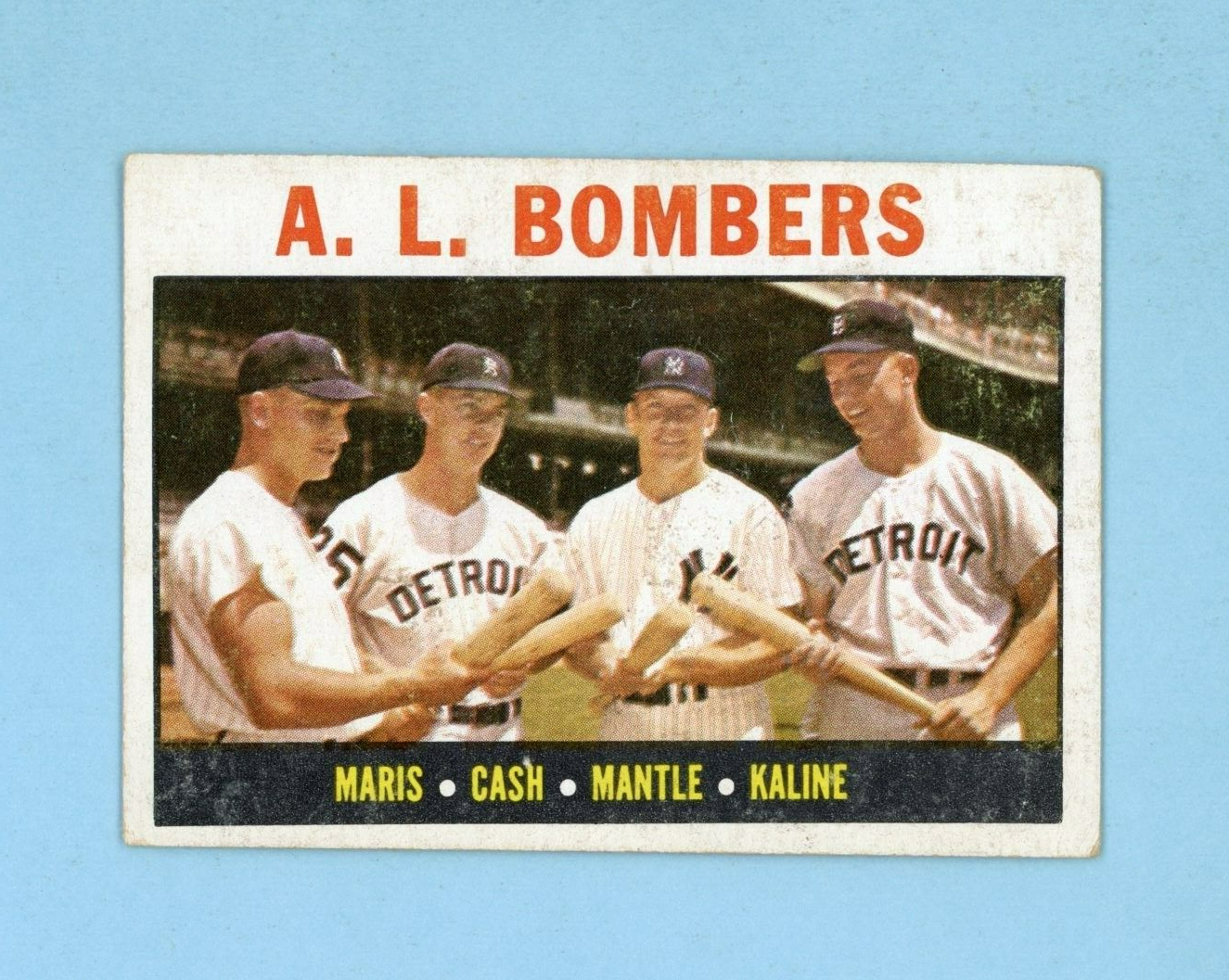 1964 Topps #331 A. L. Bombers Mantle, Maris, Cash, Kaline Baseball Card V/E-EX