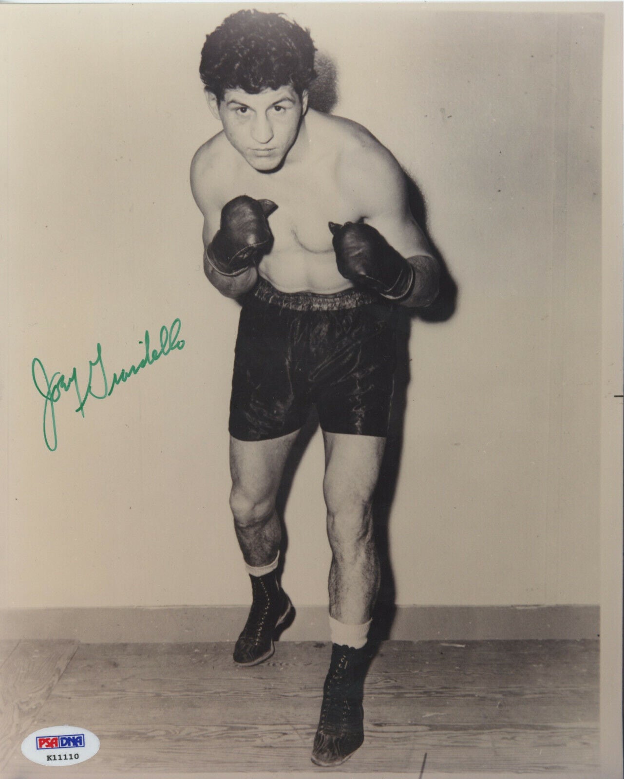 Joey Giardello SIGNED 8x10 B&W Boxing Photo w/ PSA DNA COA