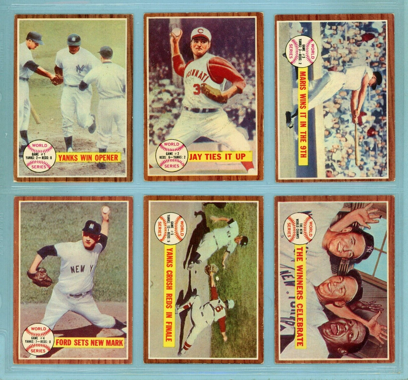 1962 Topps Set of 6 1961 World Series Special Baseball Cards EX