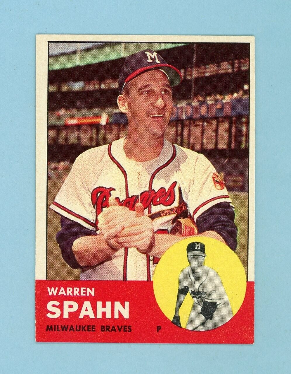 1963 Topps #320 Warren Spahn Milwaukee Braves Baseball Card NM vls wrk