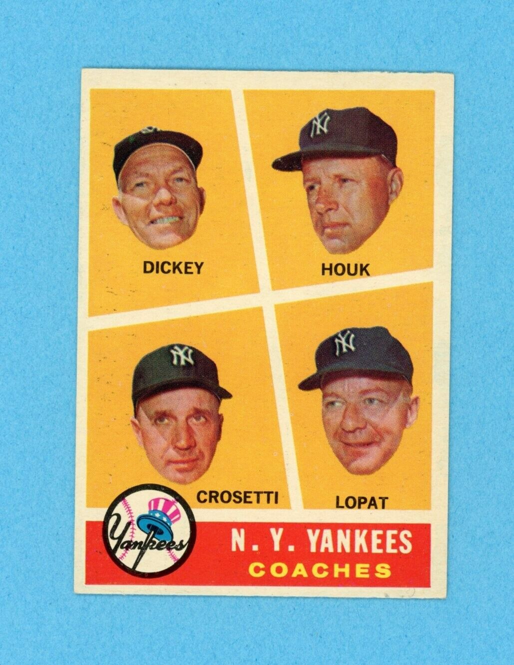 1960 Topps #465 New York Yankees Coaches Baseball Card Ex/Mt