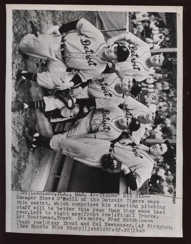 Original 1948 Detroit Tigers Pitchers Wire Photo