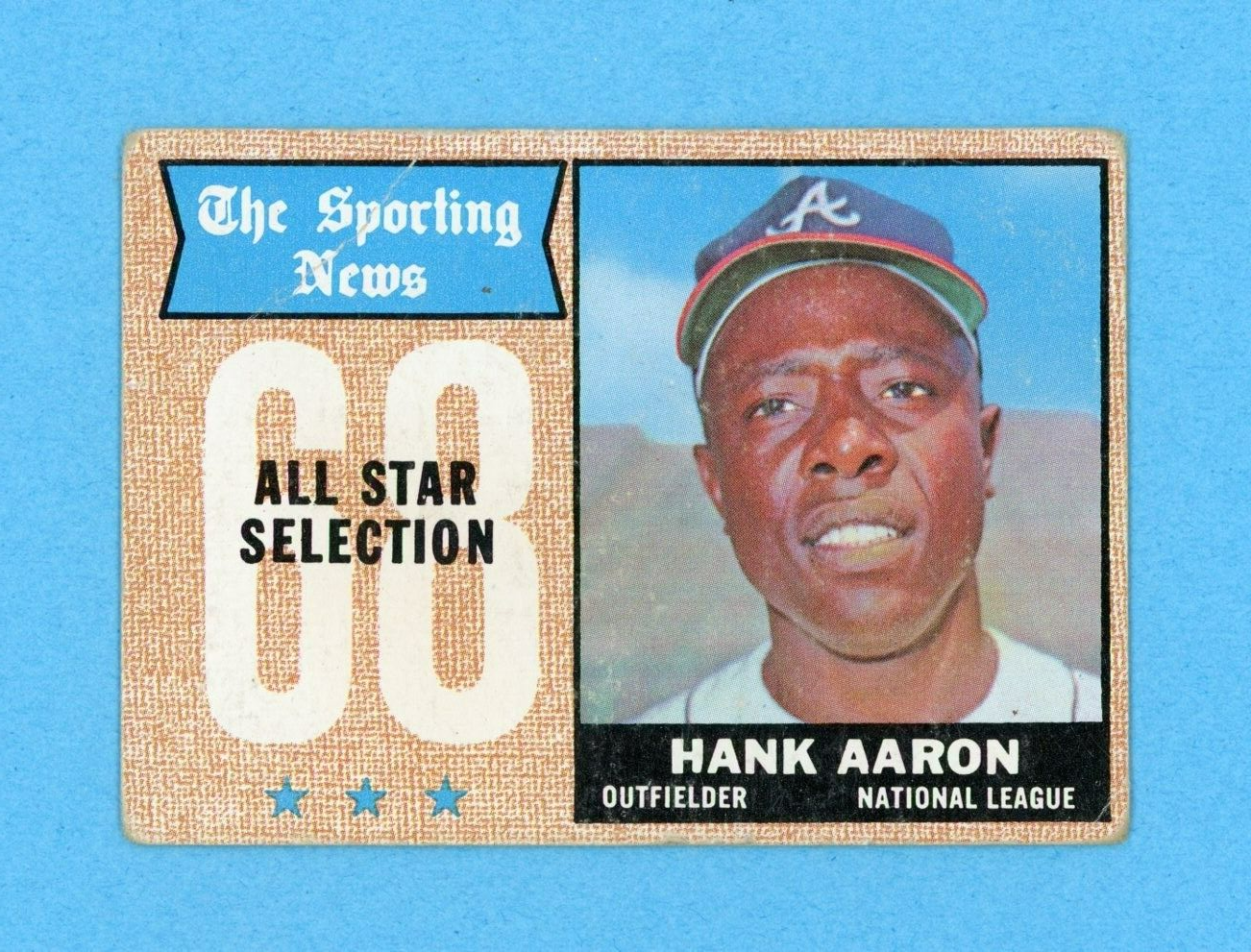 1968 Topps #370 Hank Aaron All-Star Atlanta Braves Baseball Card Low Grade