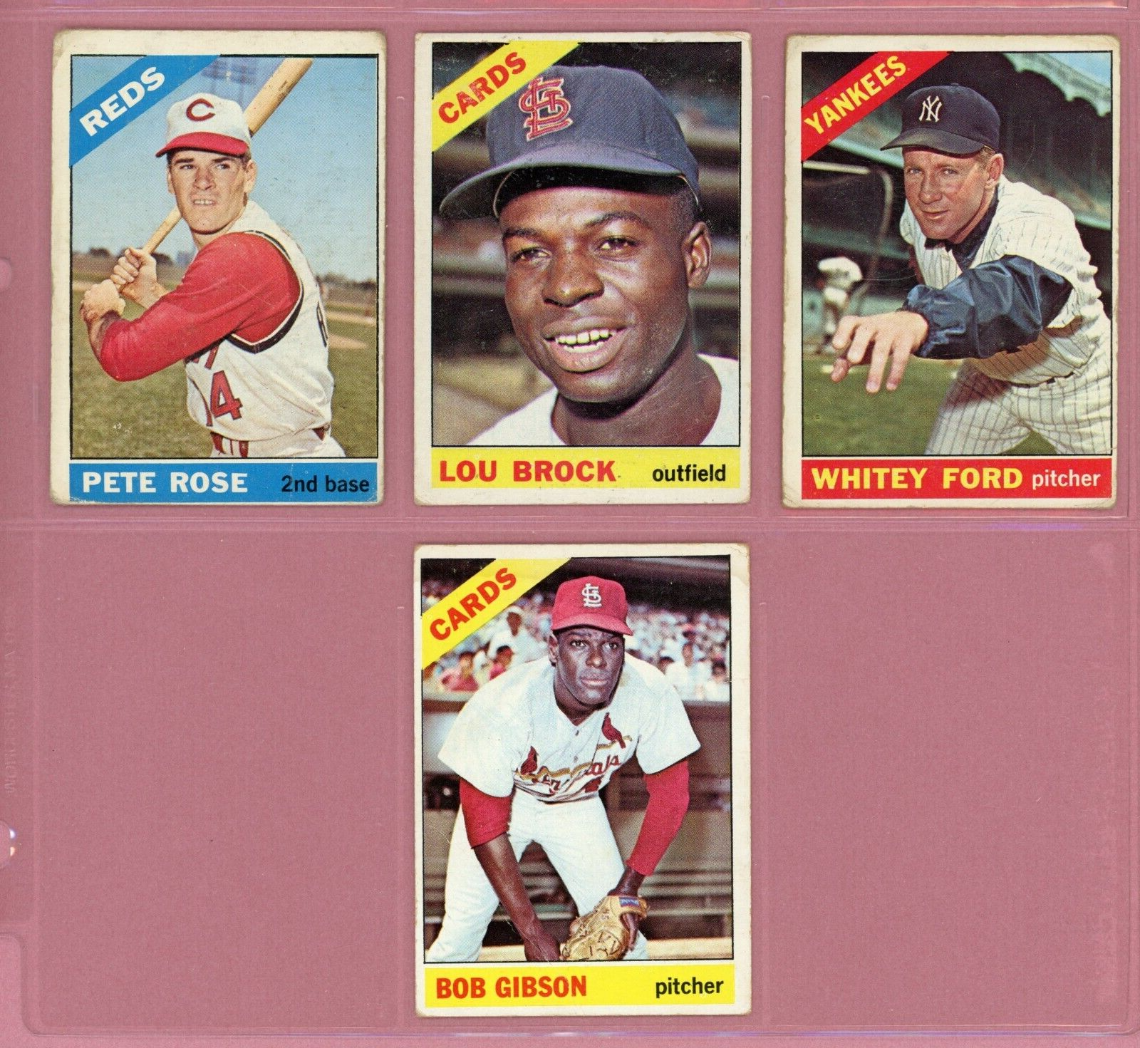 1966 Topps Lot of 4 Different Hall of Famer Baseball Cards LG - VG