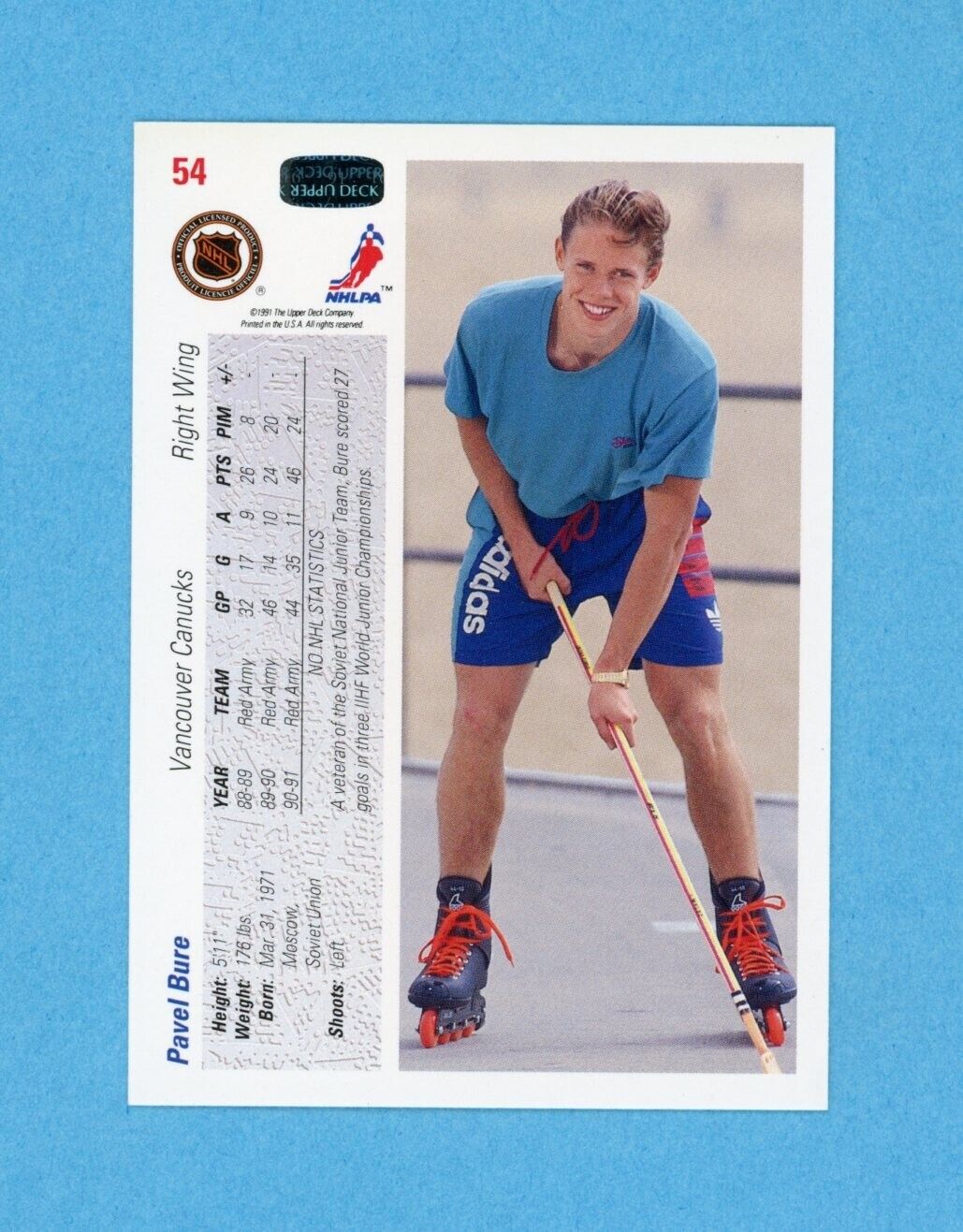 Pavel Bure Vancouver Canucks 1991-92 Upper Deck #54 Autographed Hockey Card