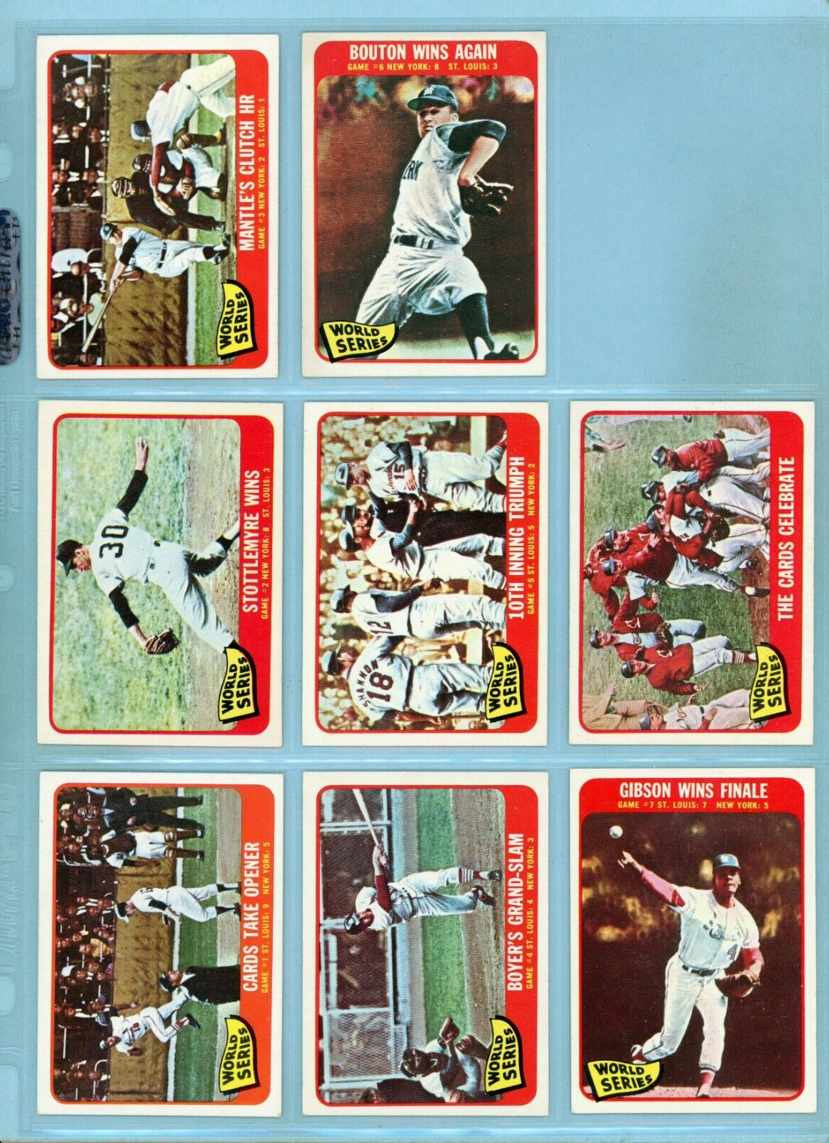 1965 Topps Set of 8 1964 World Series Special Baseball Cards Ex/Ex+