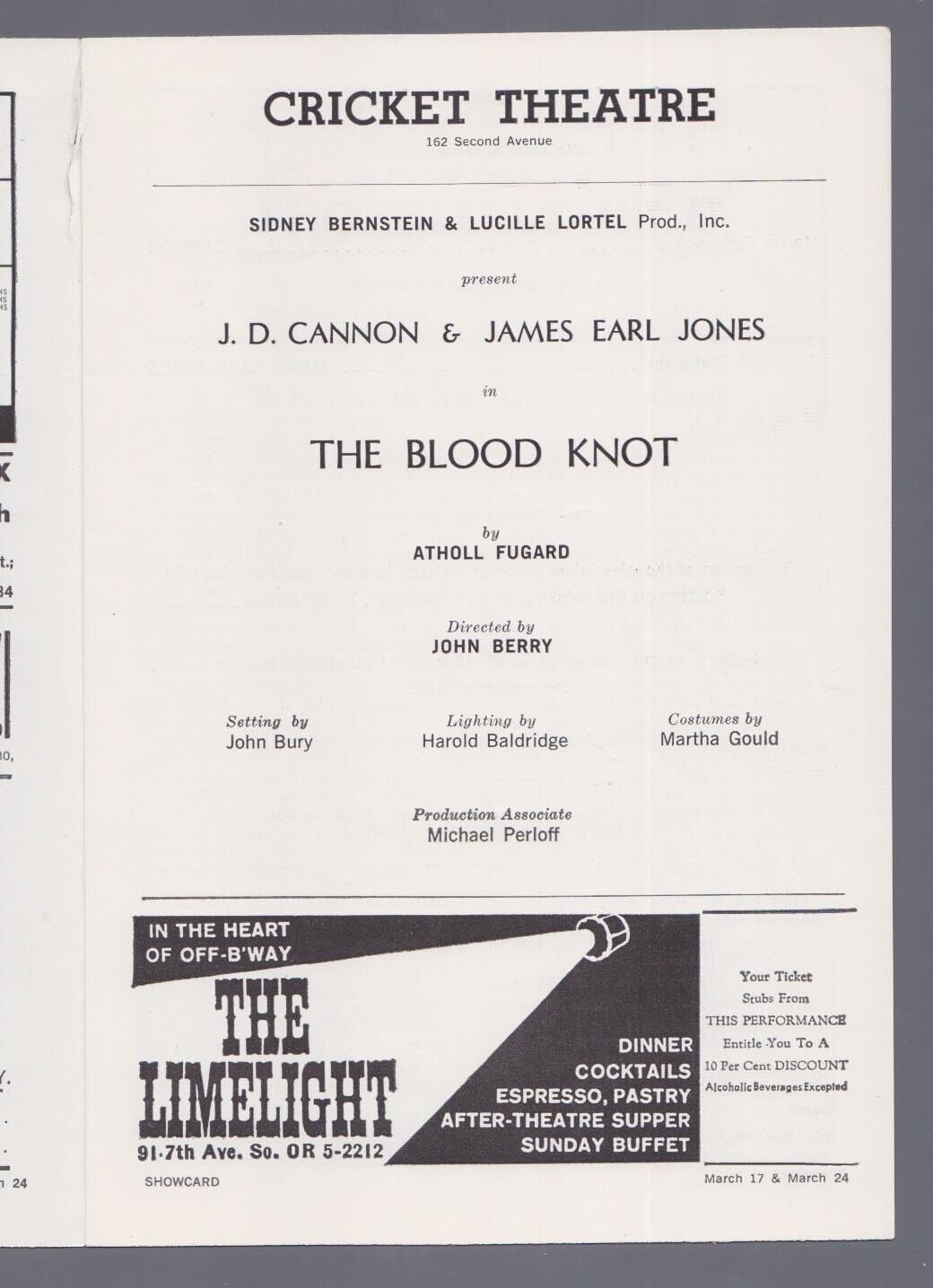 Atholl Fugard Signed “The BloodKnot” Off Broadway Showcard with B&E Hologram