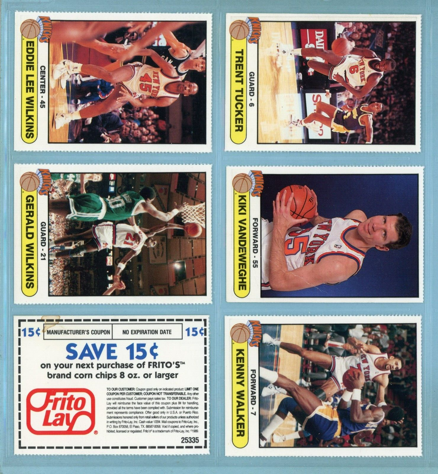 1988-89 Frito Lay New York Knicks Set of 15 Basketball Cards Mixed Grades