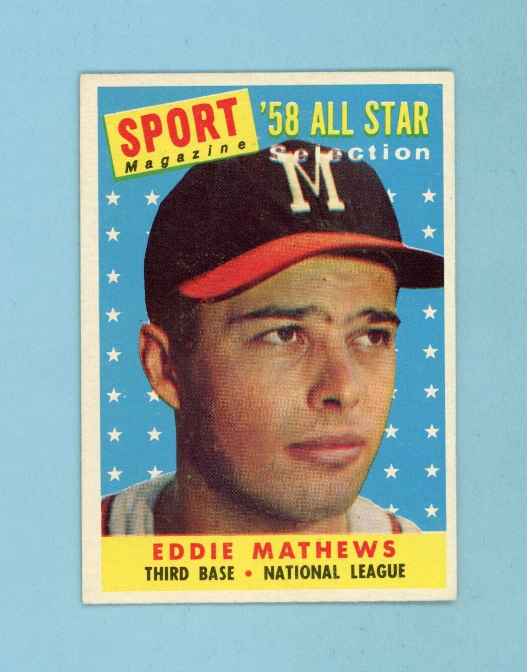 1958 Topps #480 Eddie Mathews All-Star Milwaukee Braves Baseball Card Ex/Mt - NM