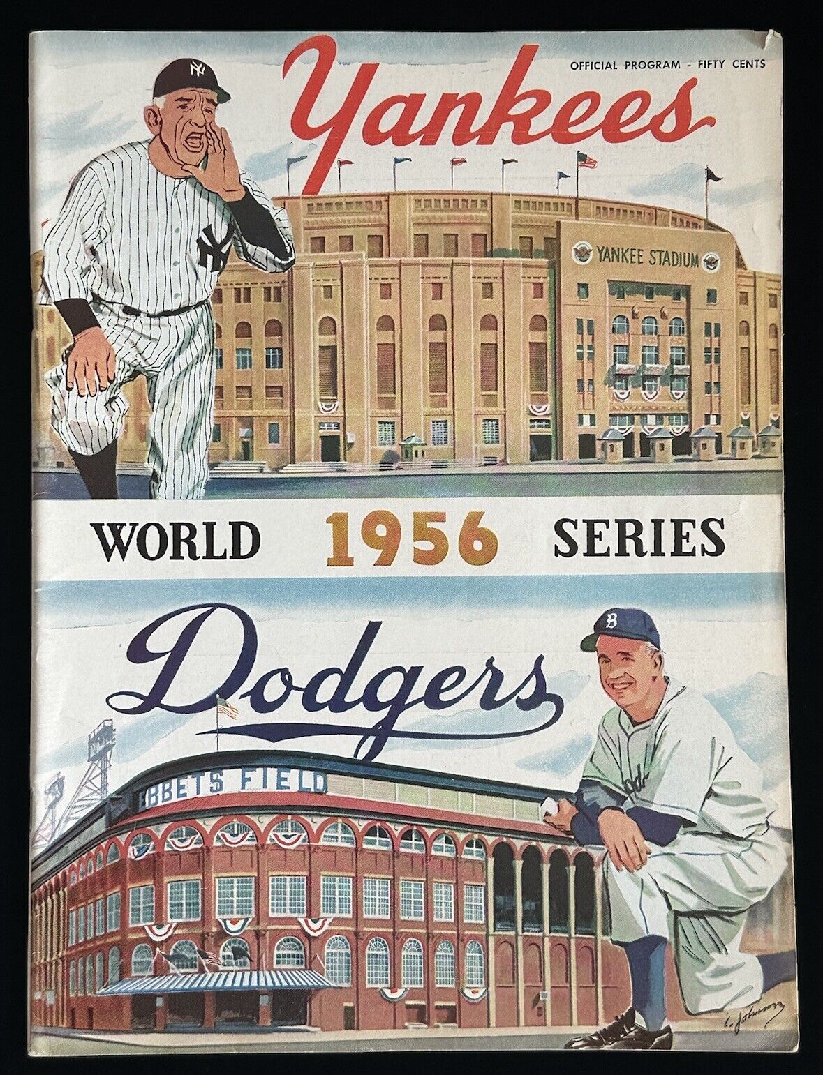 1956 New York Yankees World Series Program vs Brooklyn Dodgers - Unscored - EX