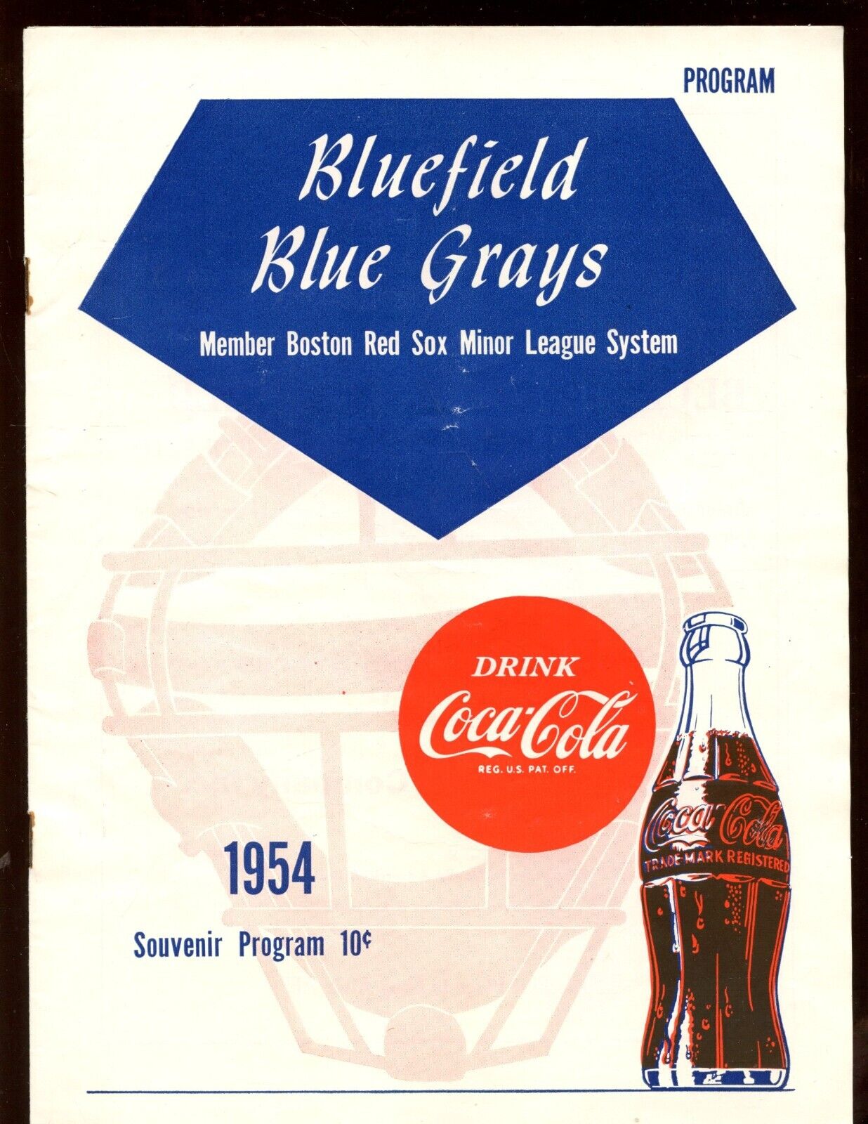 1954 Bluefield Blue Grays Minor League Baseball Program VGEX