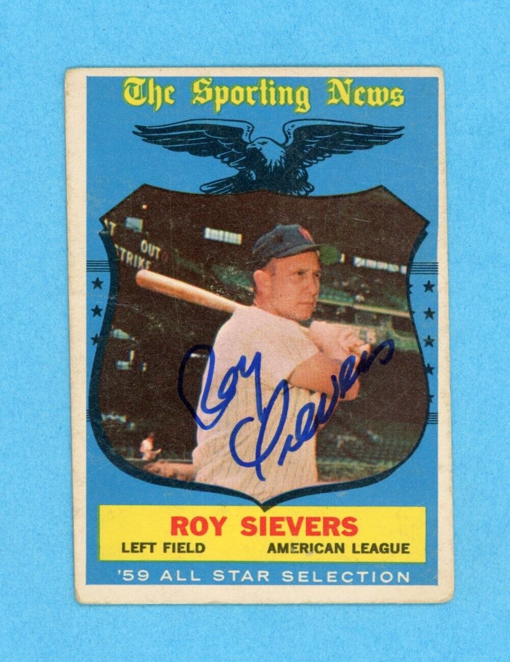 Roy Sievers Signed 1959 Topps TSN All Star Card #566 • Auto with B&E Hologram