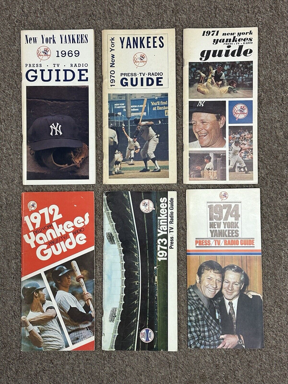 Lot of 13 Different 1969 thru 1981 New York Yankees Baseball Media Guides