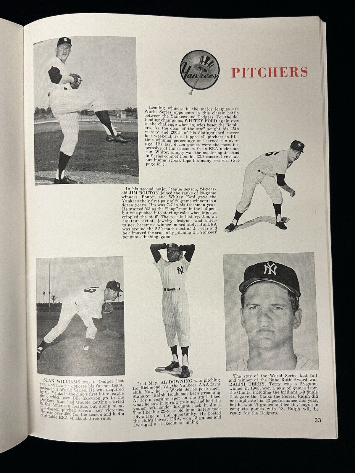 1963 New York Yankees World Series Program vs Los Angeles Dodgers - EX Unscored