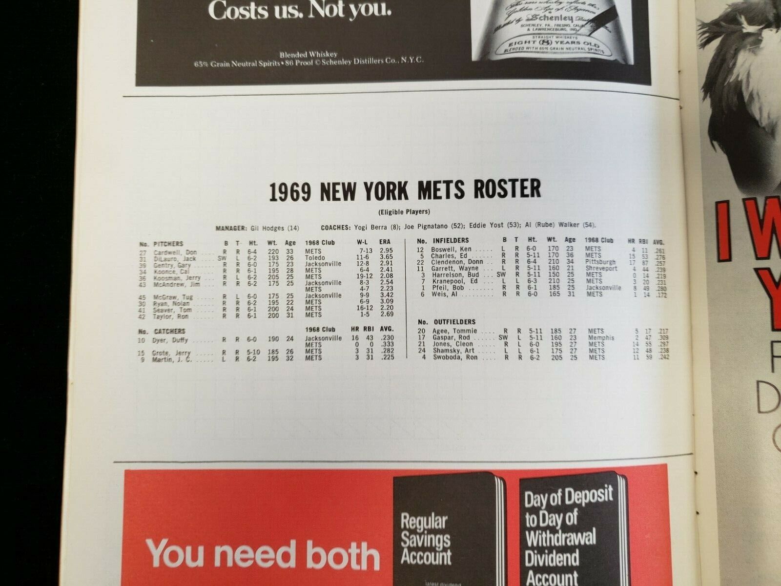 1969 NLCS Atlanta Braves @ New York Mets Program - Unscored