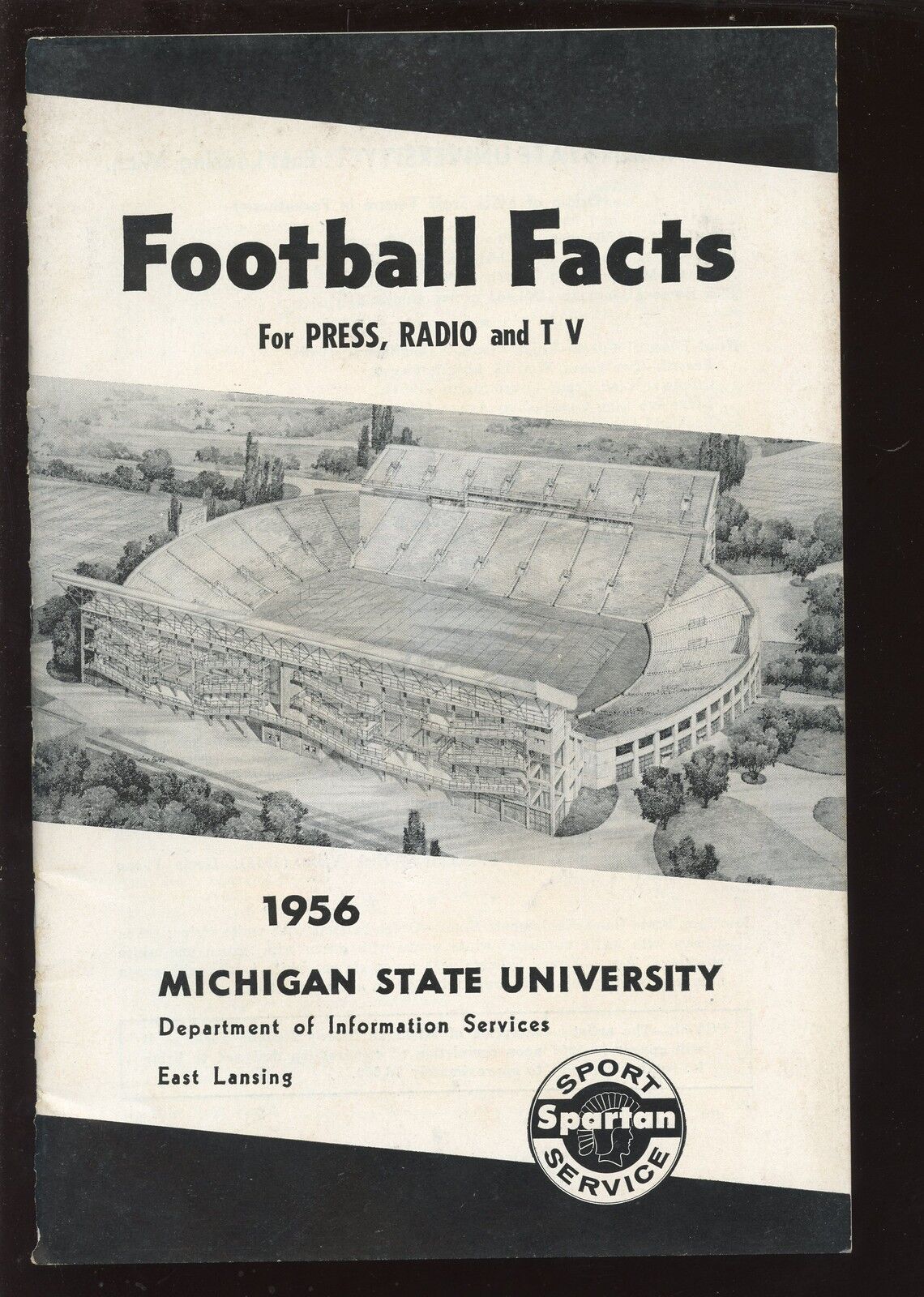 1956 NCAA Football Michigan State Spartan Press Radio & TV Media Guide EXMT+