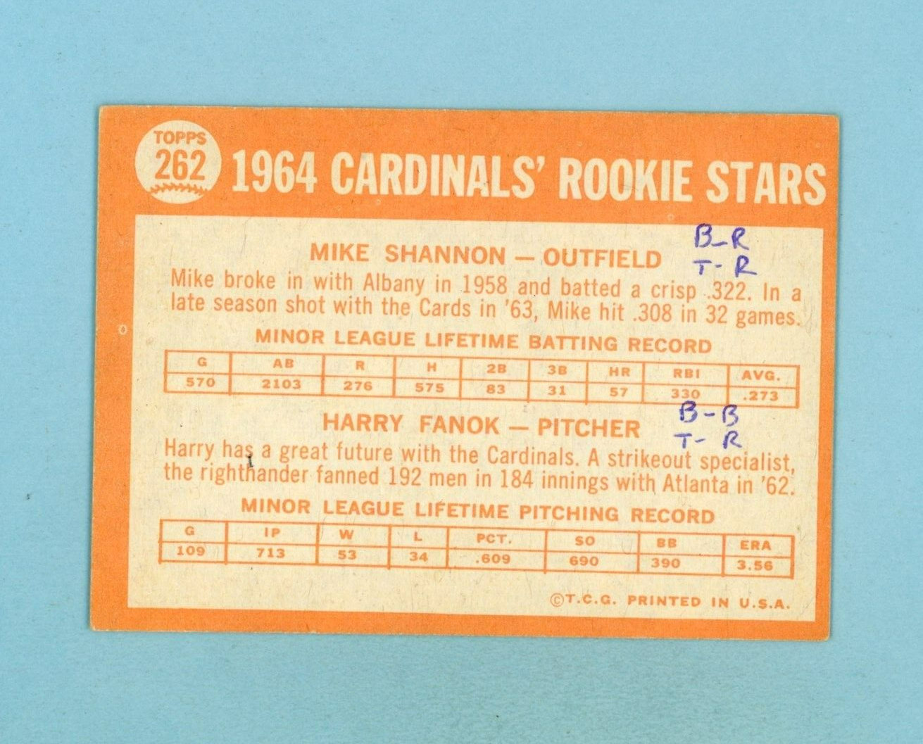 1964 Topps #262 Mike Shannon St. Louis Cardinals Rookie Baseball Card E-E+ap p/p