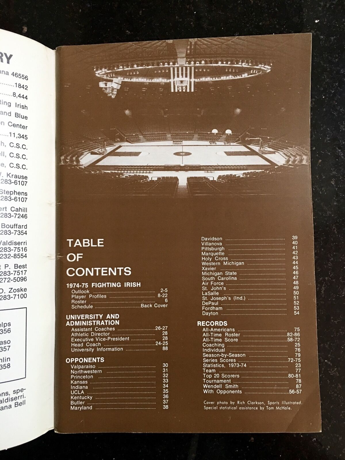 1974-1975 Notre Dame Basketball Media Guide