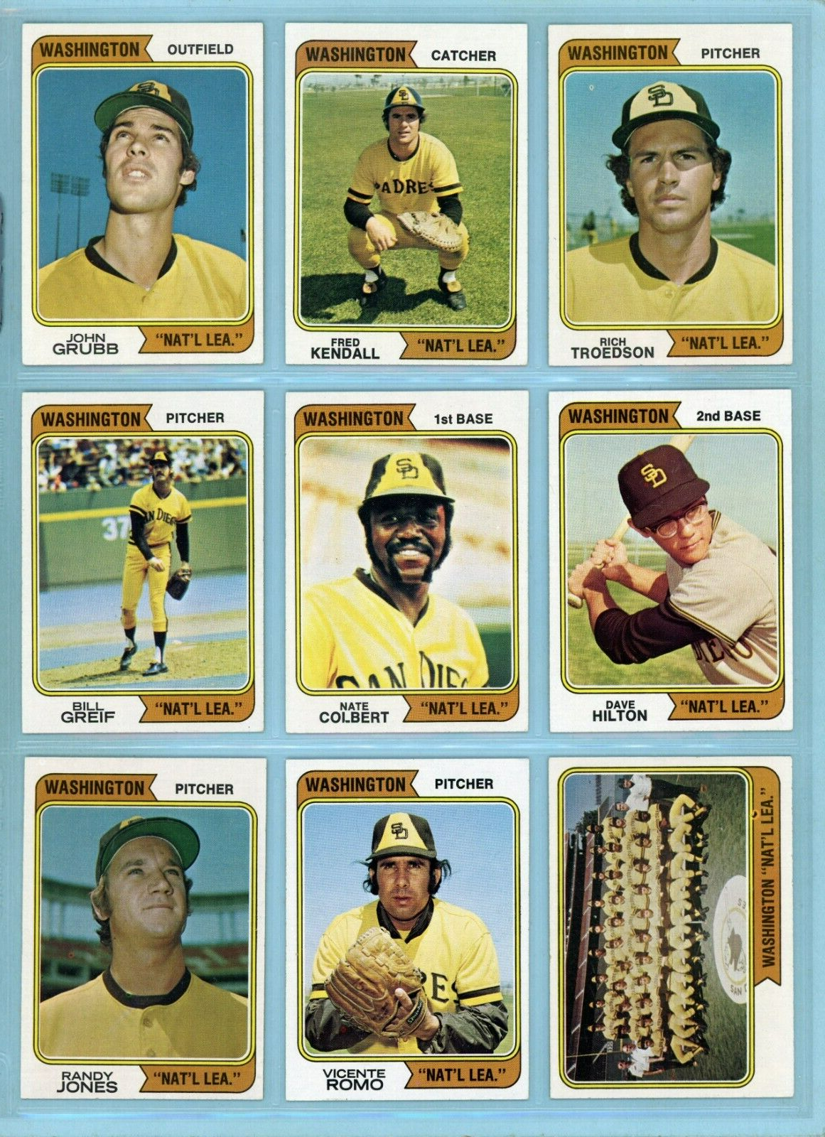 1974 Topps Complete Set of 15 Washington Variation Baseball Cards Ex/Mt - NM