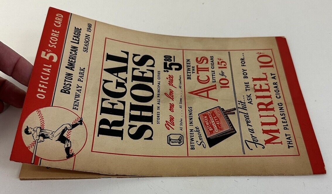 August 24 1940 Boston Red Sox Baseball Program vs Tigers - Ted Williams pitches