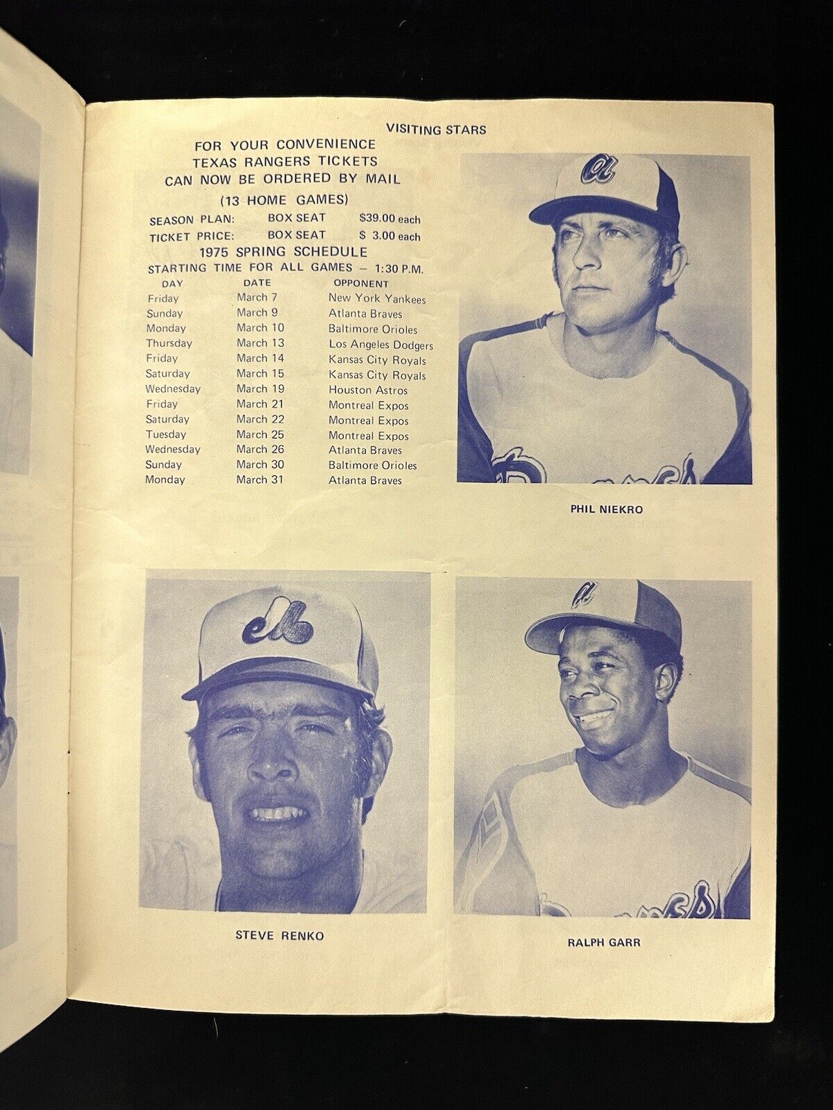 1975 Texas Rangers Spring Training Program SIGNED by 21 players w/ Billy Martin