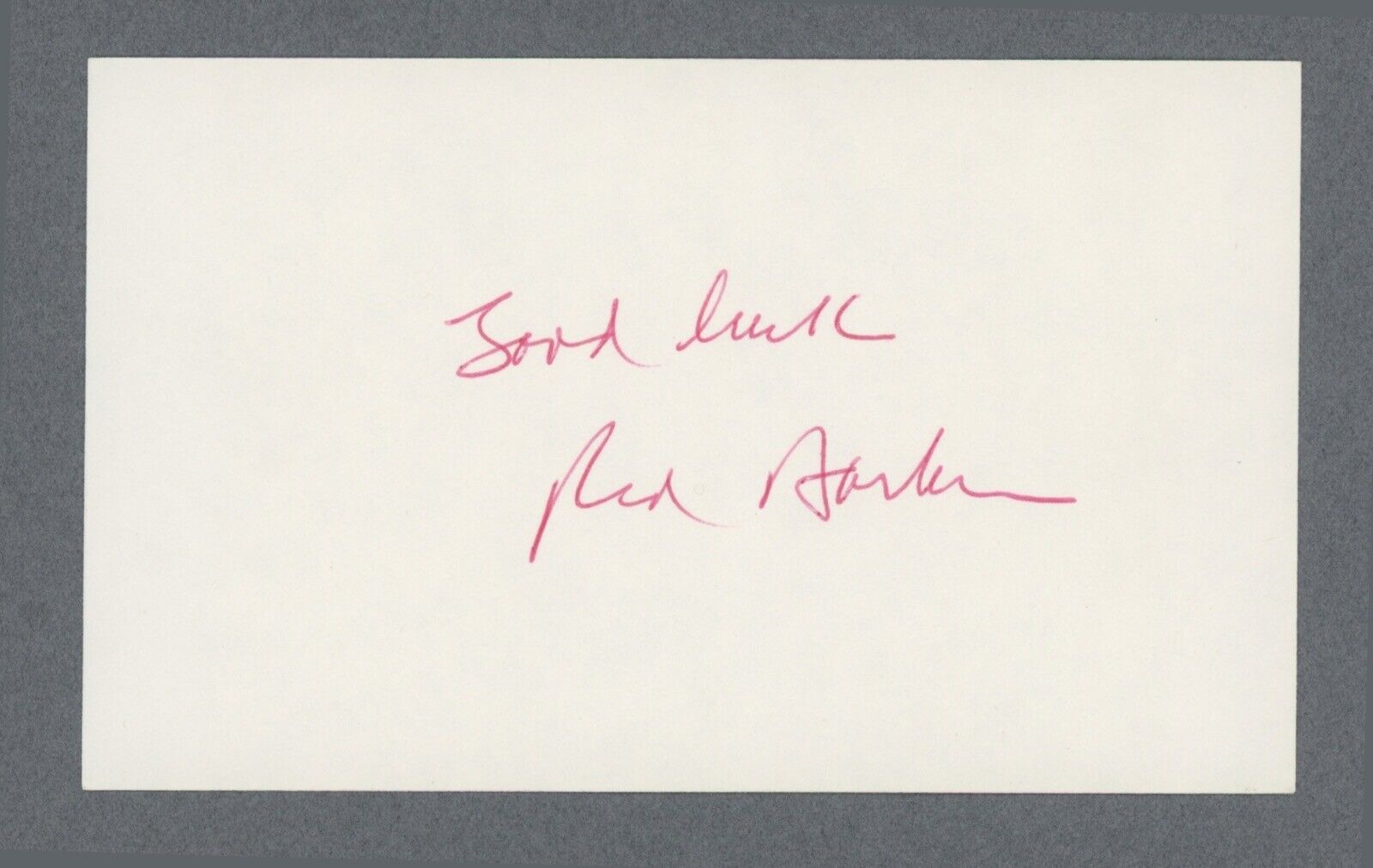 Red Barber Signed/Inscribed Index Card w B&E Hologram