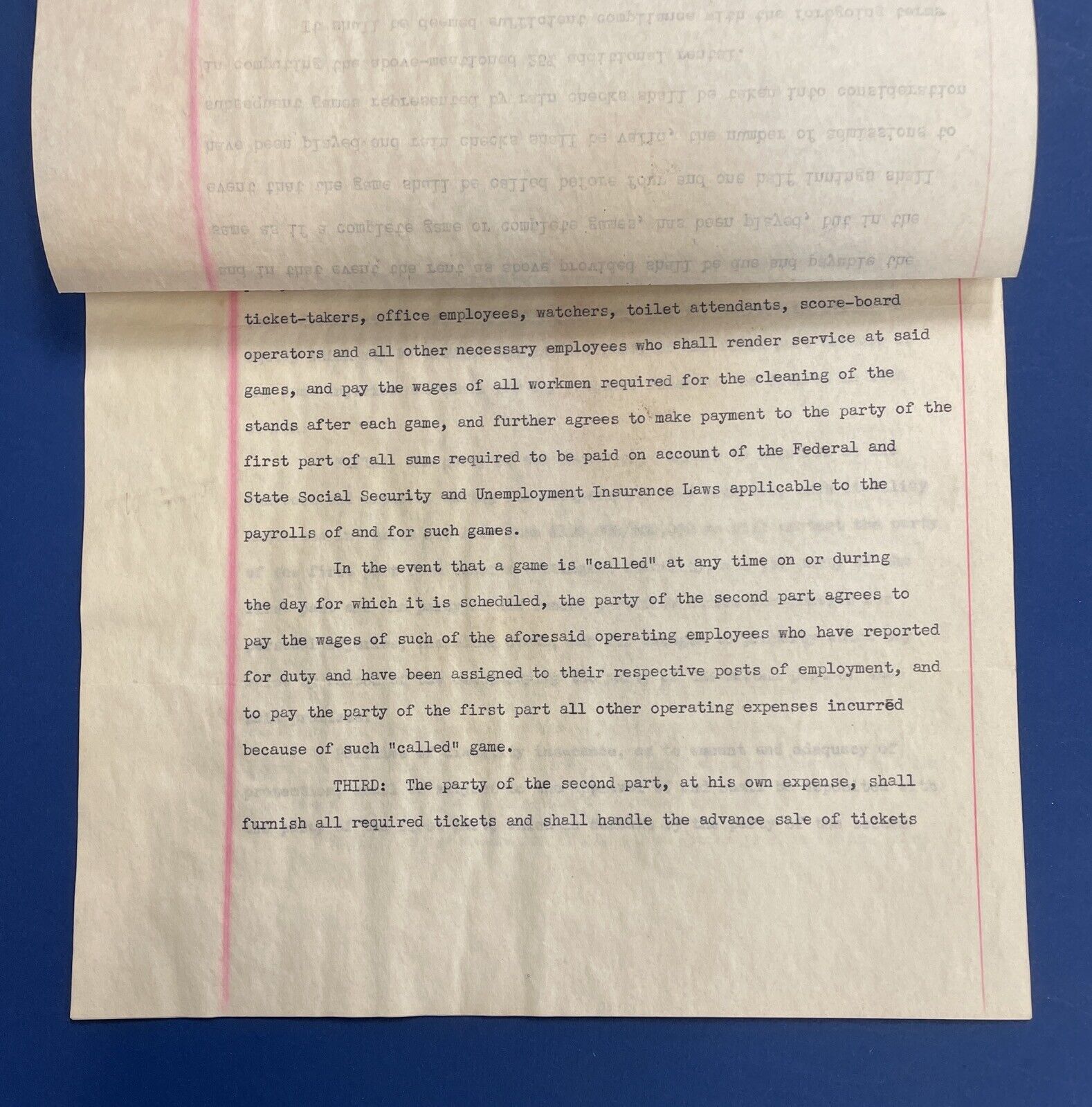 1940 Negro National League Agreement to use Yankee Stadium Signed by Ed Barrow