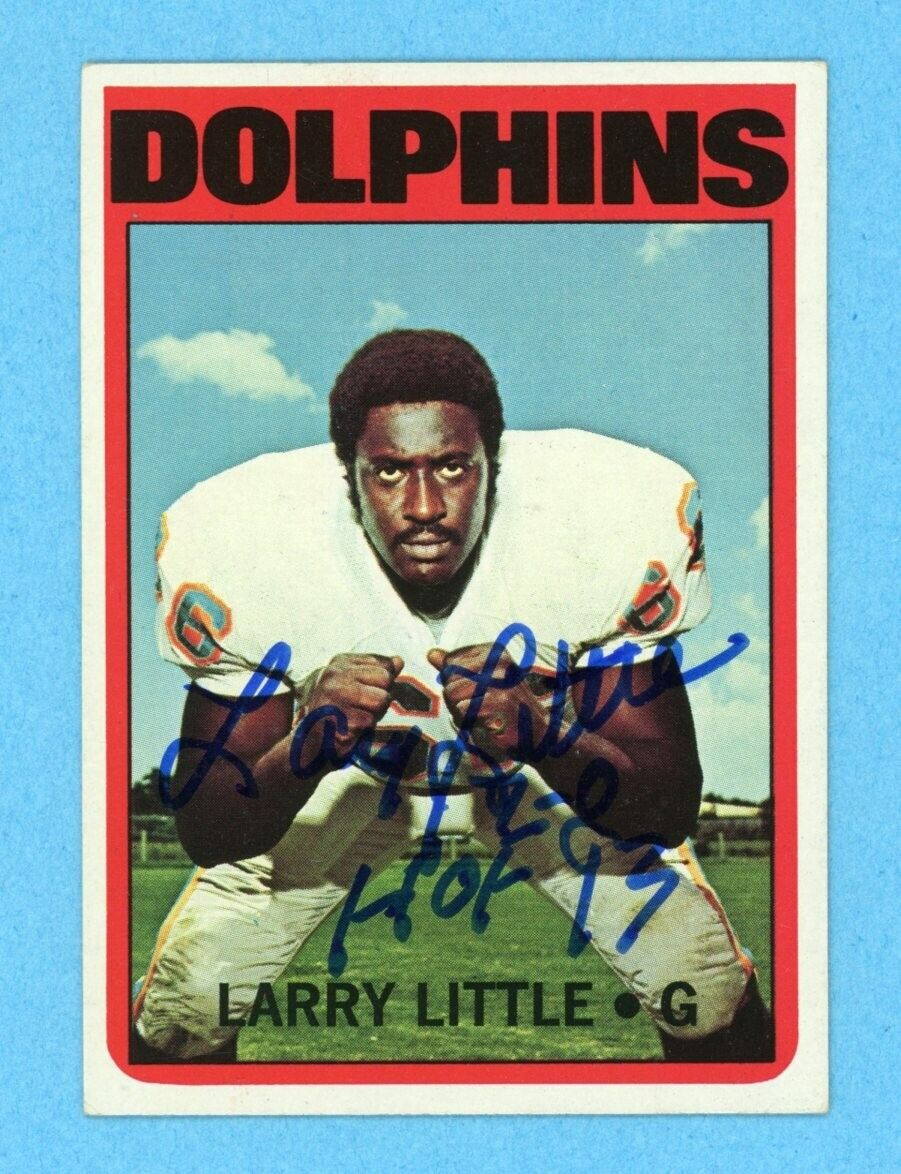 Larry Little Miami Dolphins Rookie 1972 Topps #240 Autographed Football Card