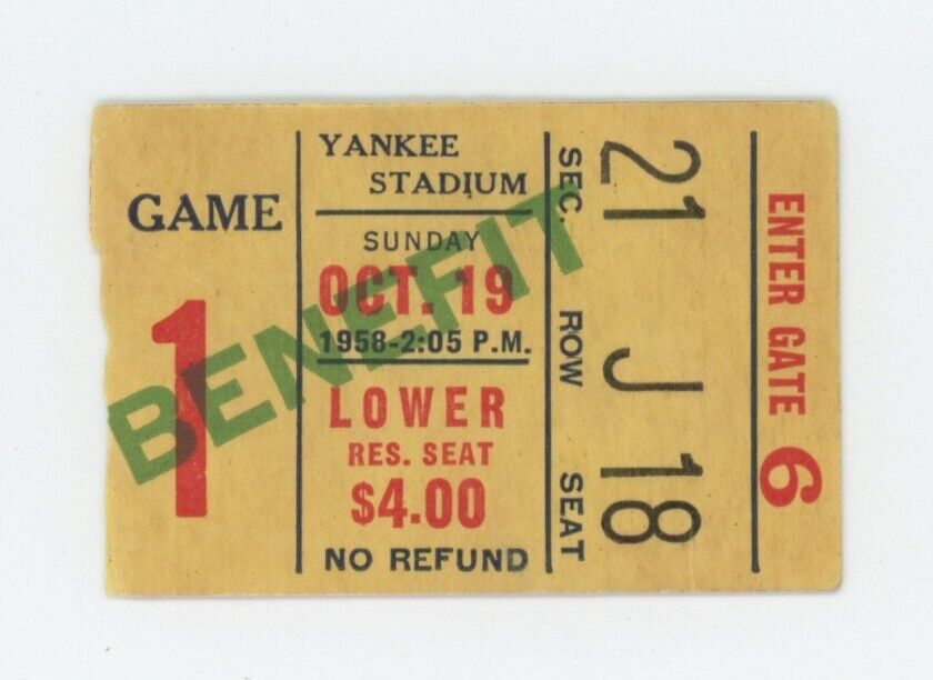 10/19/58 Chicago Cardinals vs New York Giants • Home Opener • Ticket Stub