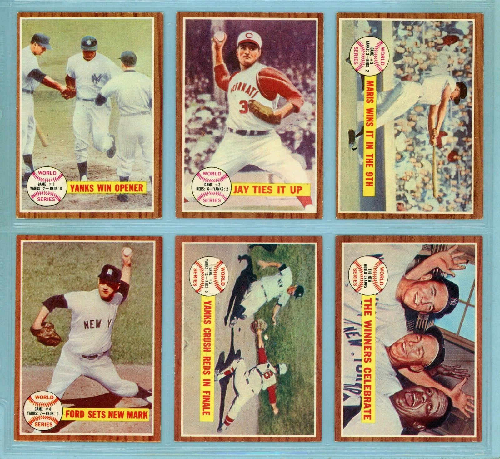 1962 Topps Set of 6 1961 World Series Special Baseball Cards Ex/Mt - NM