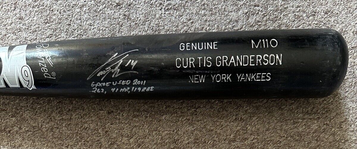 2011 Curtis Granderson NY Yankees GAME USED SIGNED Louisville Slugger Bat w/ LOA