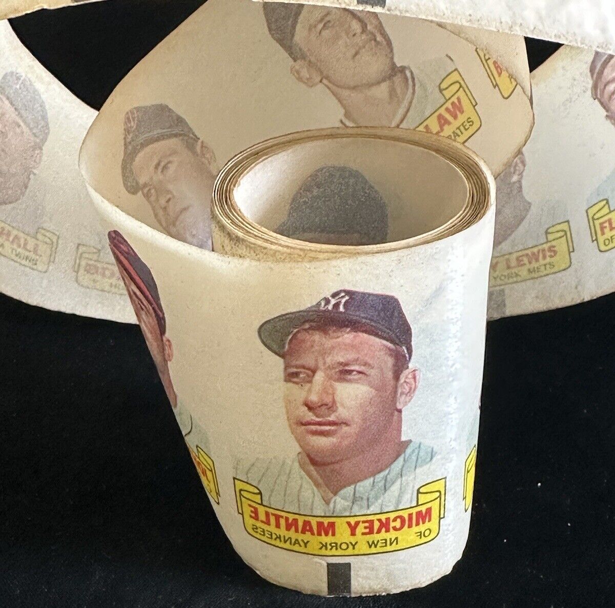 1966 Topps Rub-Offs Uncut Roll of 105 w/ 5 Mickey Mantles