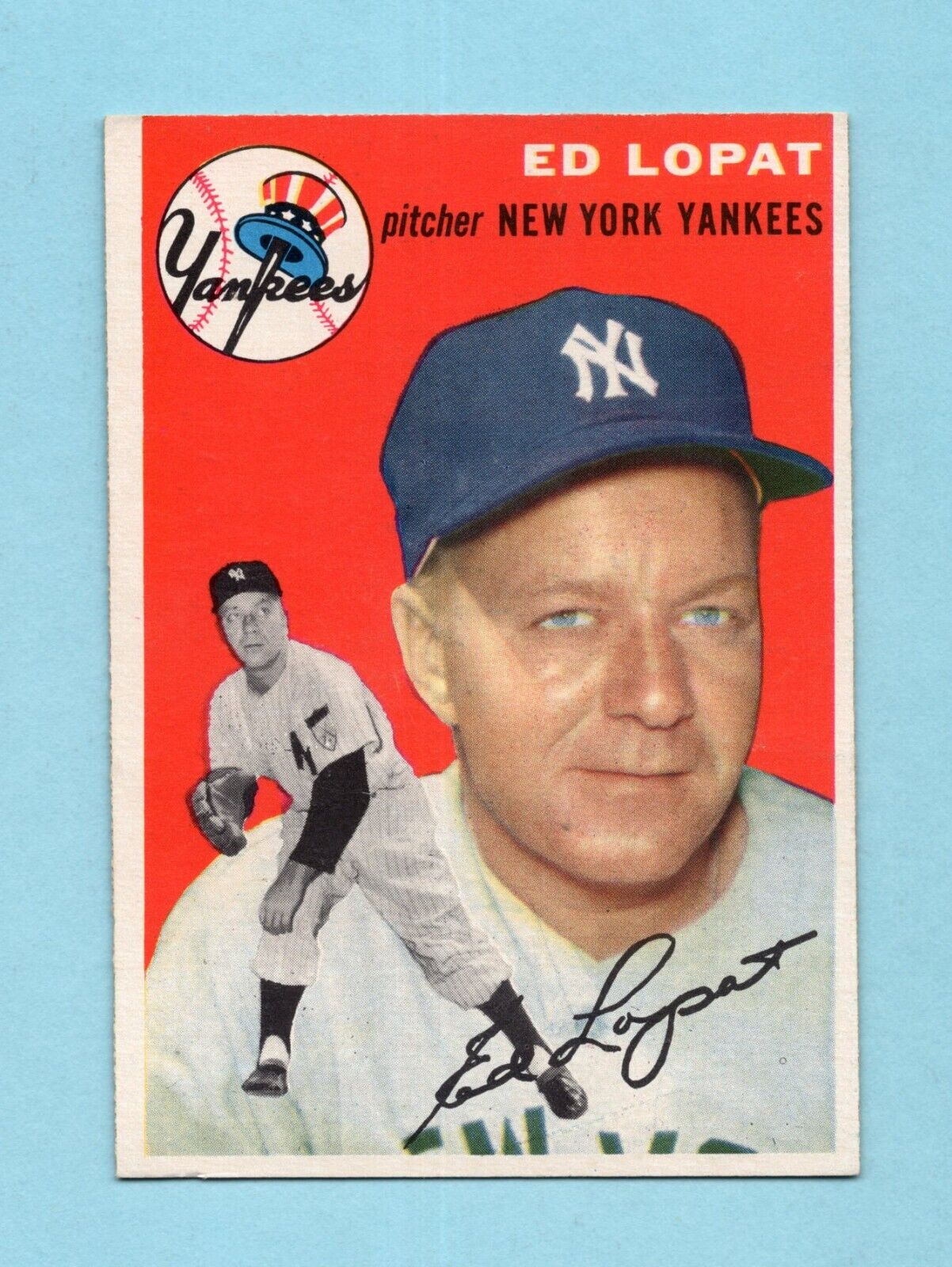 1954 Topps #5 Ed Lopat New York Yankees Baseball Card E/M - NM ap lt wrk/cres ls