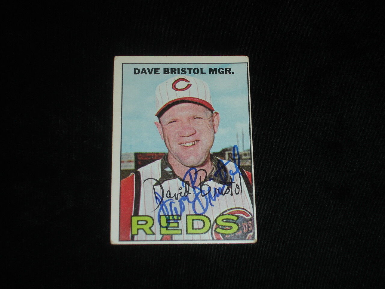 1967 Topps Dave Bristol Autographed Baseball Card-Cincinnati Reds Manager-#21