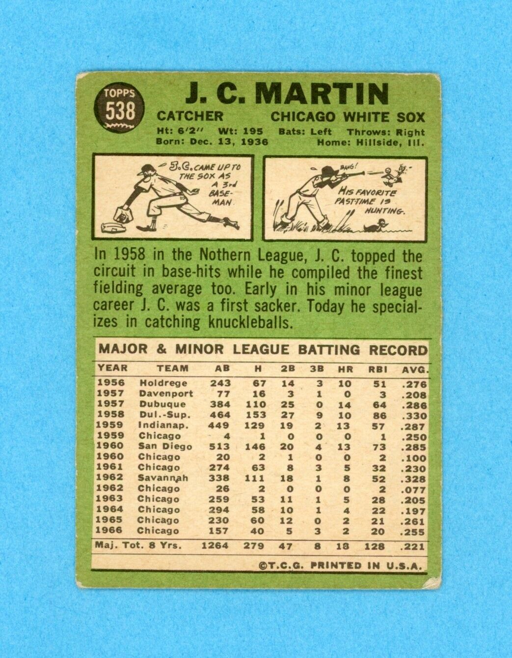 J.C. Martin Signed 1967 Topps Card High #538 Auto with B&E Hologram