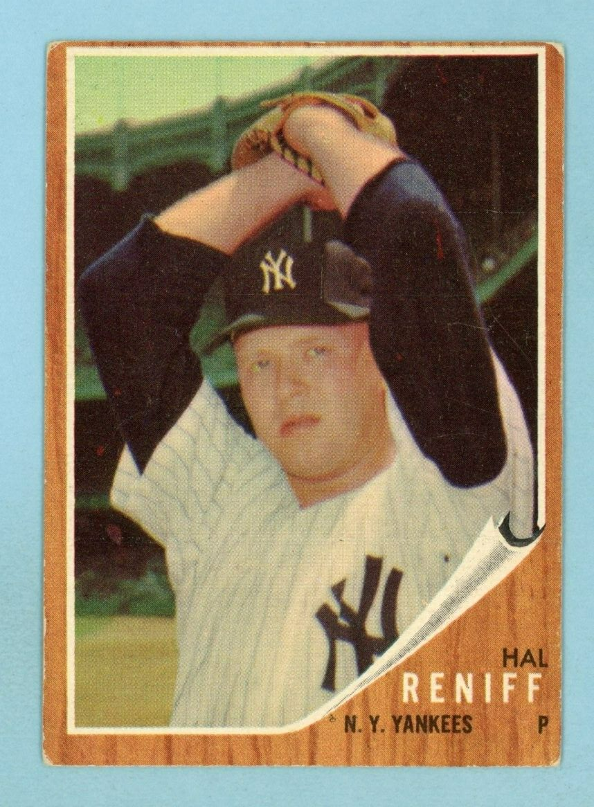 1962 Topps #139 Hal Reniff NY Yankees Pitching Variation Baseball Card VG+ pt mk