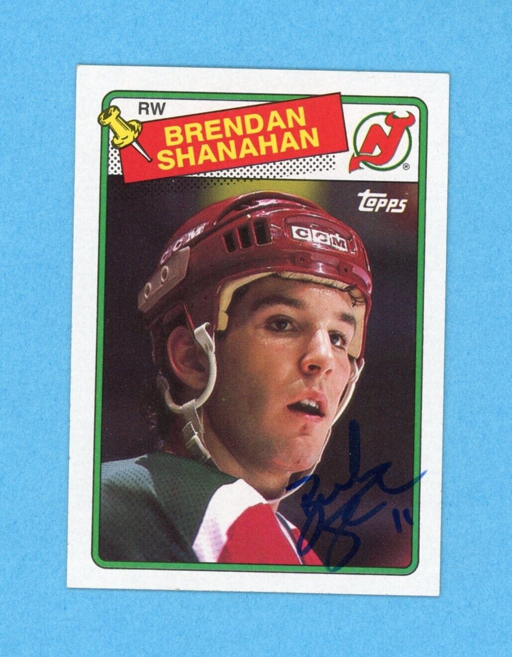 Brendan Shanahan NJ Devils 1988-89 Topps #122 Autographed Rookie Hockey Card