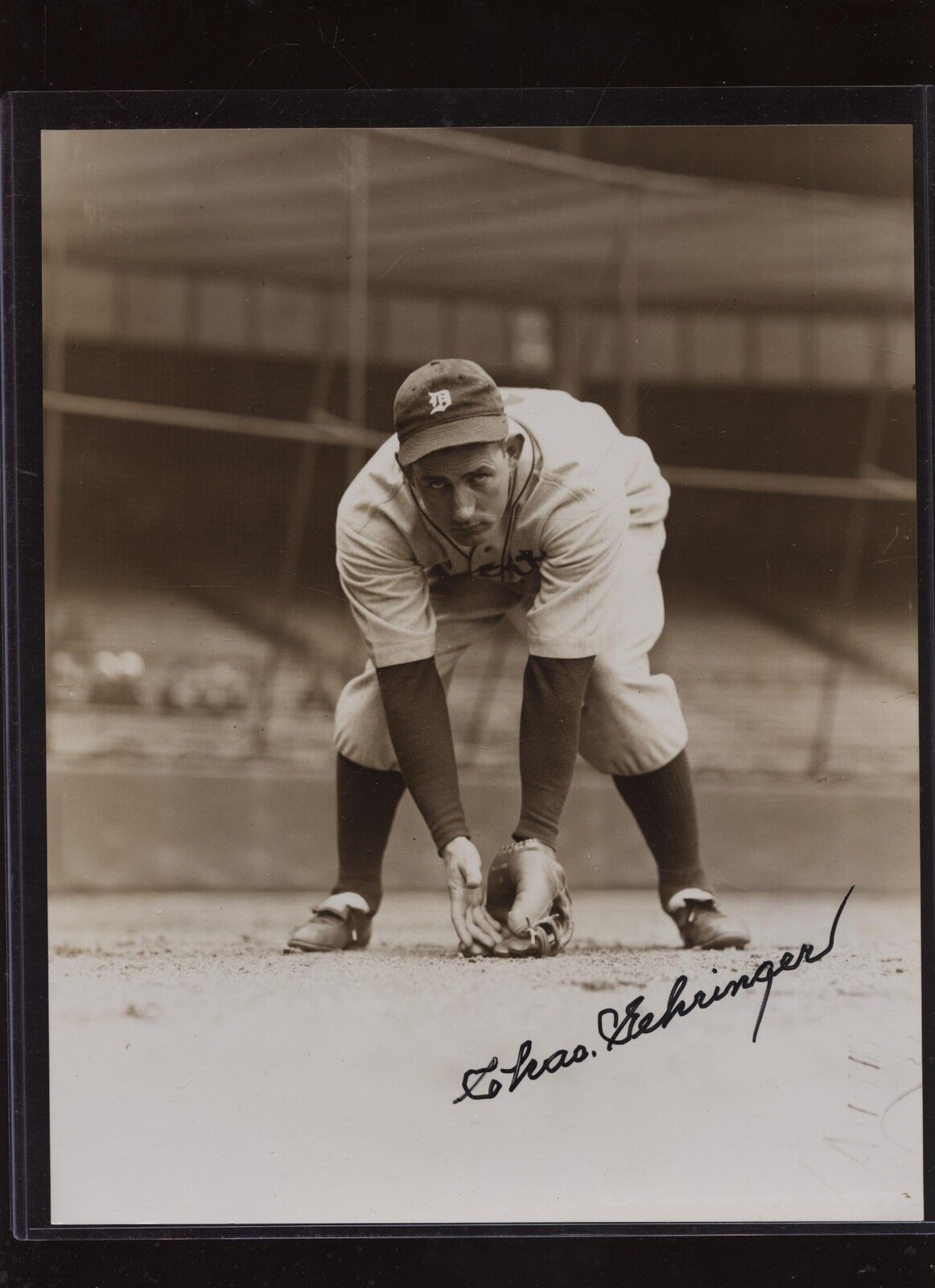 Chas Gehringer Detroit Tigers Autographed Sepia 8 X 10 Photo Hologram