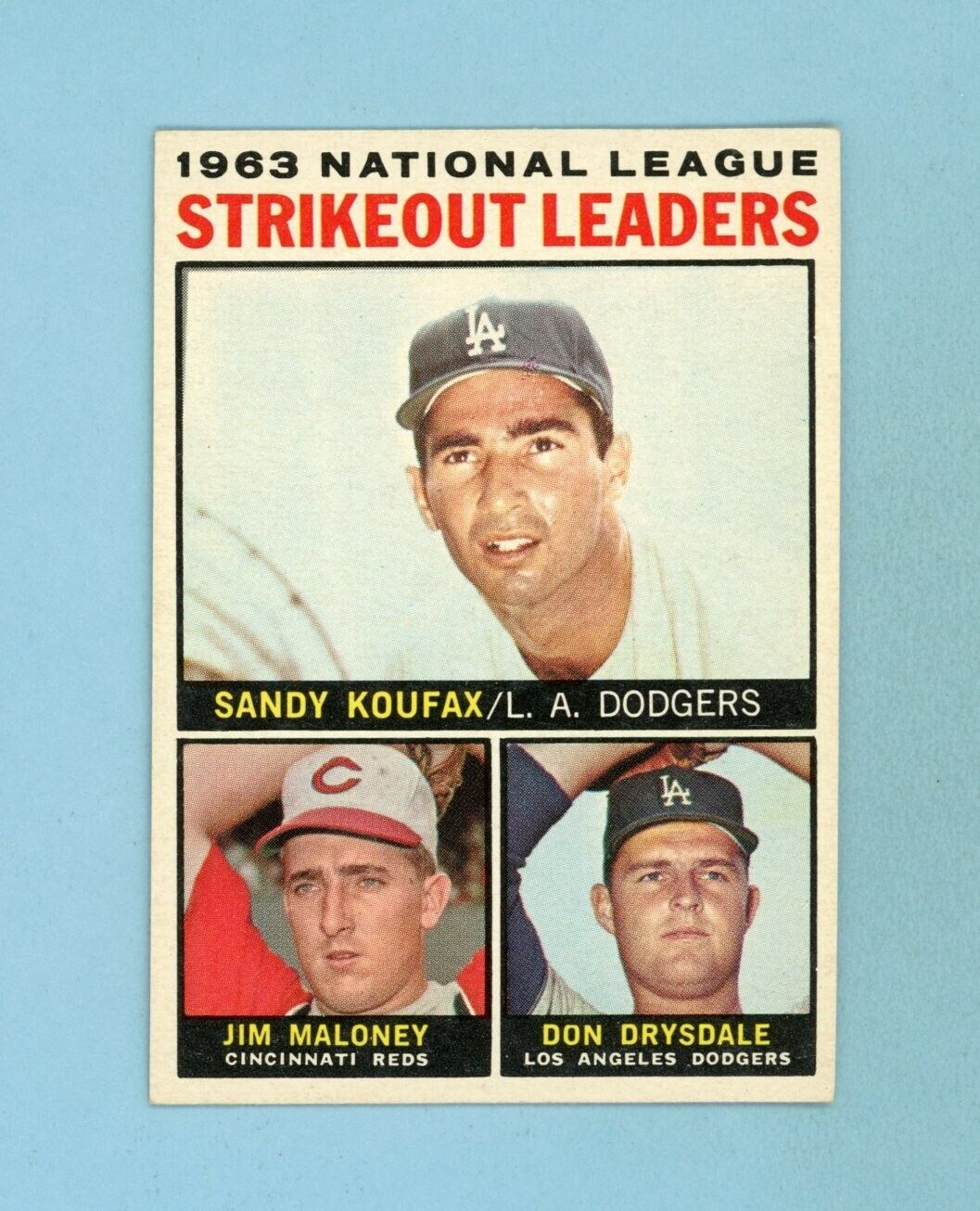 1964 Topps #5 1963 NL Strikeout Leaders Sandy Koufax Baseball Card Ex/Mt-NM